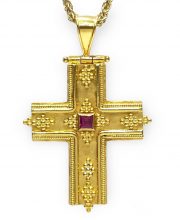 Βυζαντινός Σταυρός Κ18 με πολύτιμες πέτρες ST19