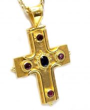 Βυζαντινός Σταυρός Κ18 με πολύτιμες πέτρες ST22