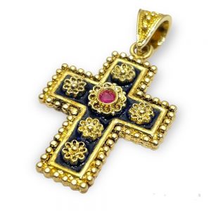Βυζαντινός Σταυρός Κ18 με πολύτιμες πέτρες 4612