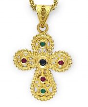 Βυζαντινός Σταυρός Κ18 με πολύτιμες πέτρες 4694