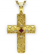 Βυζαντινός Σταυρός Κ18 με πολύτιμες πέτρες ST44
