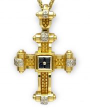 Βυζαντινός Σταυρός Κ18 με πολύτιμες πέτρες 89135