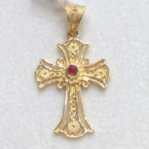 Βυζαντινός Σταυρός Κ18 με πολύτιμες πέτρες 3841