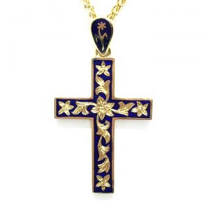 Βυζαντινός Σταυρός Κ18 με σμάλτο 1106