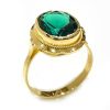 Χρυσό δαχτυλίδι με οβάλ πράσινη πέτρα