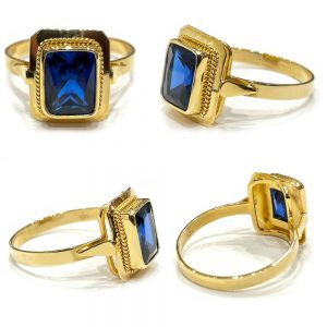 Χρυσό δαχτυλίδι με μπλε πέτρα