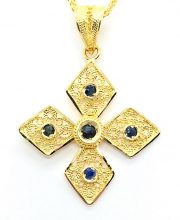 Βυζαντινός Σταυρός με μπλε ζαφείρια ΣΤ598