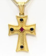 Βυζαντινός Σταυρός Κ18 με πολύτιμες πέτρες ST109