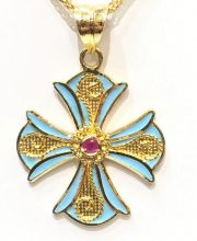 Βυζαντινός Σταυρός Κ18 με πολύτιμες πέτρες ST5170