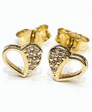 Σκουλαρίκια χρυσά καρδούλες με πέτρες