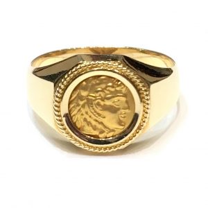 Δαχτυλίδι χρυσό ανδρικό με Αλέξανδρο ΔΧΑ41