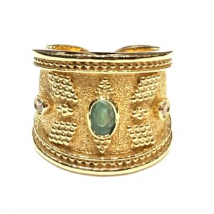 Ασημόχρυσο βυζαντινό δαχτυλίδι με σμαράγδι