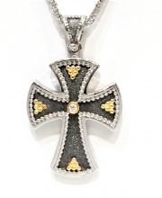 Ασημοχρυσος Βυζαντινός Σταυρός με πέτρα
