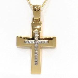 Γυναικείος σταυρός χρυσός με πέτρες ΣΓ161