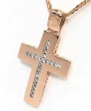 Γυναικείος σταυρός ροζ χρυσό ΣΚ102Ρ