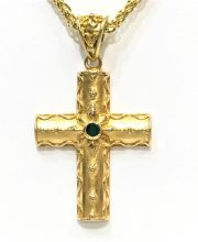 Βυζαντινός σταυρός 18Κ με σμαράγδι δυο οψεων