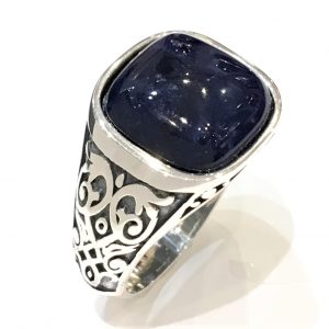 Ασημένιο Ανδρικό Δαχτυλίδι με τετραγωνο μπλε λαπις