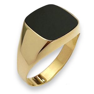 Ανδρικό χρυσό δαχτυλίδι με μαύρο όνυχα