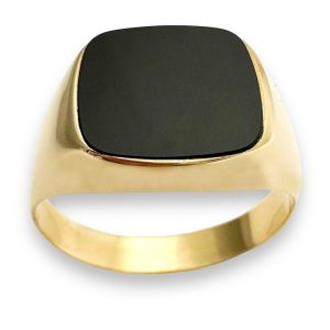Ανδρικό χρυσό δαχτυλίδι με μαύρο όνυχα