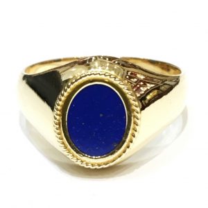 Ανδρικό χρυσό δαχτυλίδι με μπλε λάπις