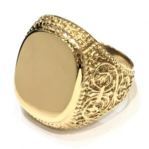 Χρυσό Ανδρικό δαχτυλίδι με σκαλίσματα 