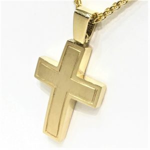 Αντρικός σταυρός σε ματ κίτρινο χρυσό