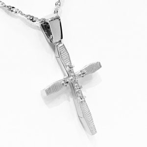 Λευκόχρυσος γυναικείος σταυρός δύο όψεων ΣΓ180