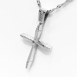 Λευκόχρυσος γυναικείος σταυρός δύο όψεων ΣΓ180