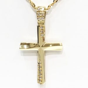 Χρυσός γυναικείος σταυρός δύο όψεων ΣΓ181