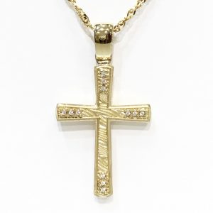 Χρυσός γυναικείος σταυρός δύο όψεων ΣΓ181