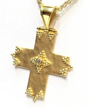 Βυζαντινός Χειροποίητος Σταυρός 18Κ με διαμάντι