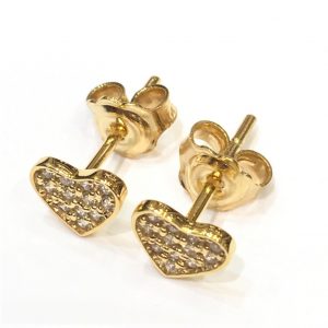 Χρυσά παιδικά σκουλαρίκια καρδιές με πέτρες