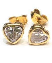 Παιδικά χρυσά σκουλαρίκια καρδιές με πέτρα