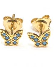 Χρυσά παιδικά σκουλαρίκια πεταλούδες με πέτρες