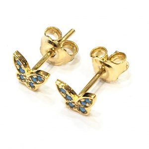 Χρυσά παιδικά σκουλαρίκια πεταλούδες με πέτρες