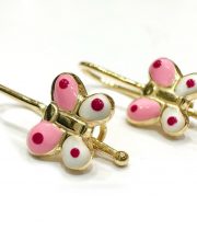 Παιδικά σκουλαρίκια κρεμαστά ροζ πεταλούδες