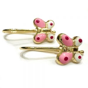 Παιδικά σκουλαρίκια κρεμαστά ροζ πεταλούδες