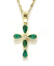 Γυναικείος σταυρός με πράσινες πέτρες