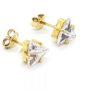 Χρυσά τριγωνικά σκουλαρίκια με πέτρες