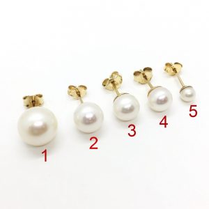 Χρυσά σκουλαρίκια με μαργαριτάρια (5 μεγέθη)