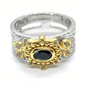 Ασημόχρυσο βυζαντινό δαχτυλίδι με πέτρες