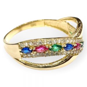 Μοντέρνο χρυσό δαχτυλίδι πολύχρωμο