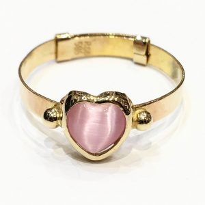 Χρυσό παιδικό δαχτυλίδι με ροζ φίλντισι
