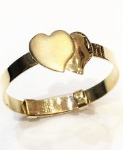 Παιδικό χρυσό δαχτυλίδι με δύο καρδούλες