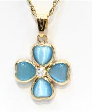 Τετράφυλλος χρυσός σταυρός με γαλάζιες πέτρες