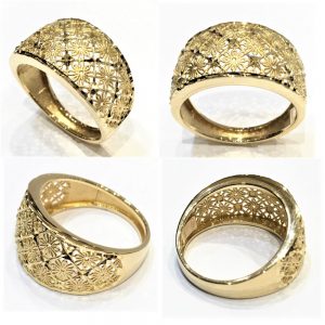 Χρυσό μοντέρνο δαχτυλίδι με σκαλισματα