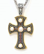Ασημόχρυσος Βυζαντινός Σταυρός με πέτρες ΣΑΒ103