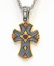 Ασημόχρυσος Βυζαντινός Σταυρός με πέτρες
