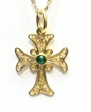 Βυζαντινός Σταυρός 18Κ με πράσινο σμάλτο