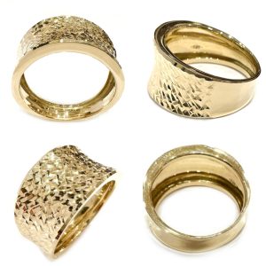 Χρυσό μοντέρνο σφυρήλατο δαχτυλίδι